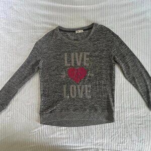Size Large Inspired Hearts Long Sleeve Gray Graphic Pullover